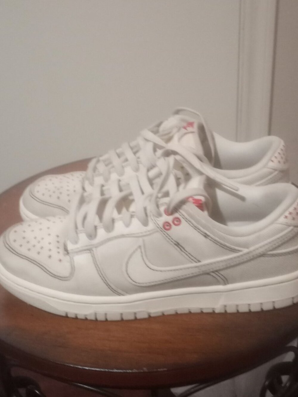 Nike Dunk Low Retro Sashiko Light Sneakers Men's Sz 7 Ivory/Red DV0834-100 - Picture 9 of 14